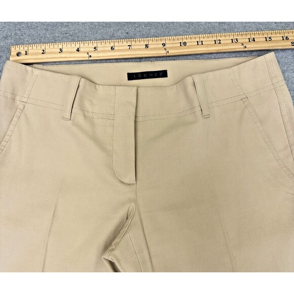 Theory Women's Beige Stretch Cropped Flare 4-Pockets Pants Sz 6 - Picture 4 of 10